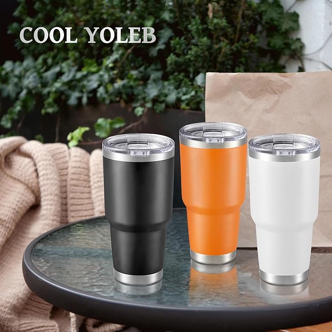 30 oz Tumbler with Lid Stainless Steel Tumblers Bulk Vacuum Insulated Cup Reusable Powder Coated Travel Mug Double Wall Leak Proof Cups Keep Cold Drinks for 12 Hours Orange, Set of 12