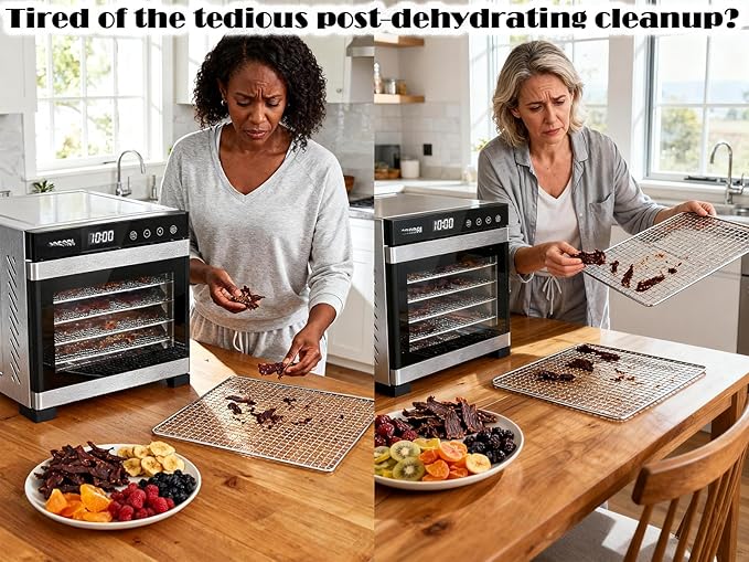 Non-Stick Silicone Dehydrator Liners: 12.5x9.8 inch Fit Cercker/DBC-07A/DBC-14A BPA-Free Easy Clean Reusable Mesh Sheets for Healthy Snacks 14-Pack - Bloomnest