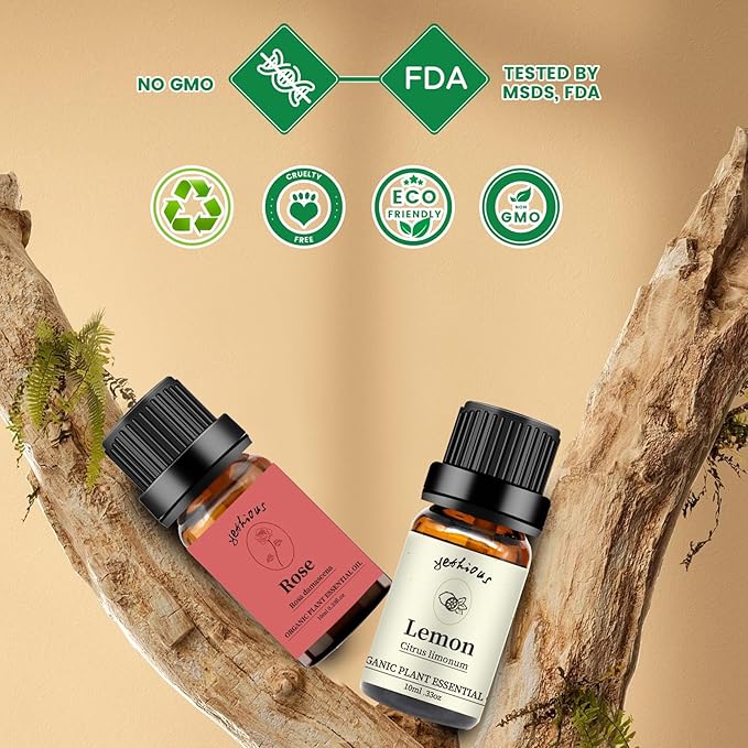 yethious Rose Lemon Essential Oils Set 2pcs*10ml 0.66oz 100% Organic Pure Aromatherapy Gift Oil Kit for Diffuser Rose Oil Essential Oil - Bloomnest