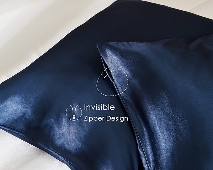 Yanibest Satin Pillowcase, Silk Pillow Cases for Hair and Skin with Zipper, Queen Pillow Cases Set of 2 for 20"x30", Exquisite Packaging for Women Men - Bloomnest