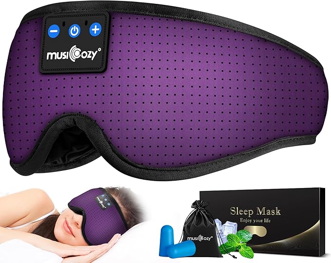 MUSICOZY Sleep Headphones Bluetooth Sleep Eye Mask for Sleeping Wireless Music Sleeping Headphones Headband Eye Mask Sleep Earbuds for Side Sleepers Men Women with Speakers Cool Tech Gadgets - Bloomnest