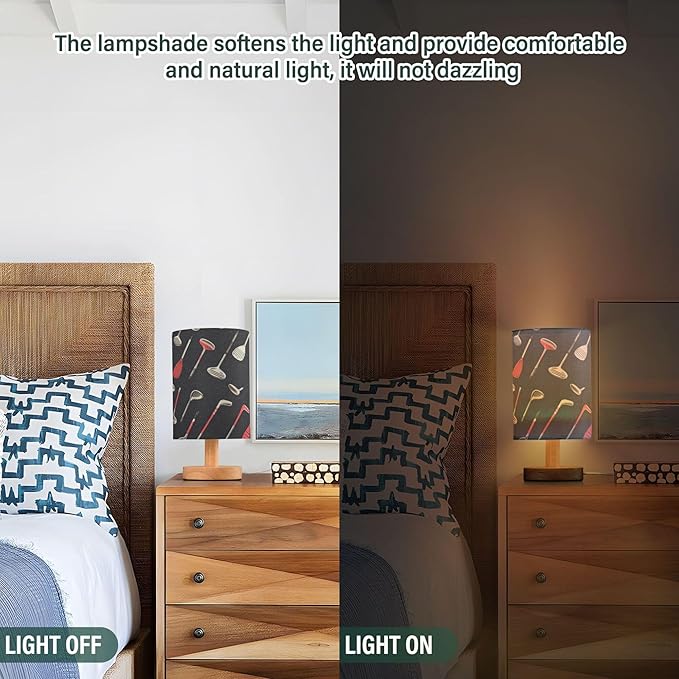 Vintage Golf Clubs Table Lamp with USB Port Night Light Bedroom Lamps for Nightstand Living Room Dorm Home Office Desk - Bloomnest