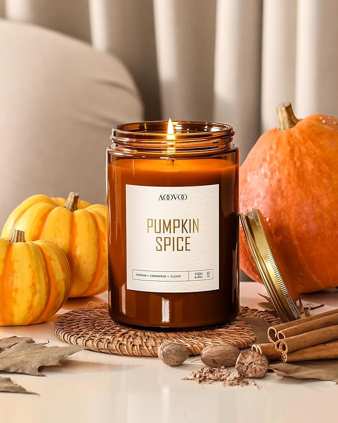 AOOVOO Pumpkin Spice Candles - 22 oz Scented Candles, Aromatherapy Candle, Soy Candle for Home Scented - Bloomnest