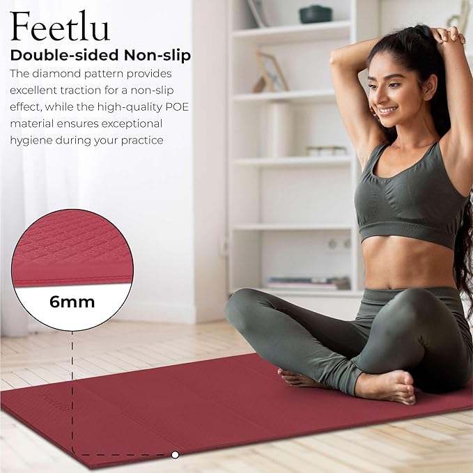 Foldable Yoga Mat, 6mm Thick, Lightweight, Anti-Slip, and Easy to Store – Perfect for Travel, Yoga, Pilates, Home Workouts, and Floor Exercises - Bloomnest