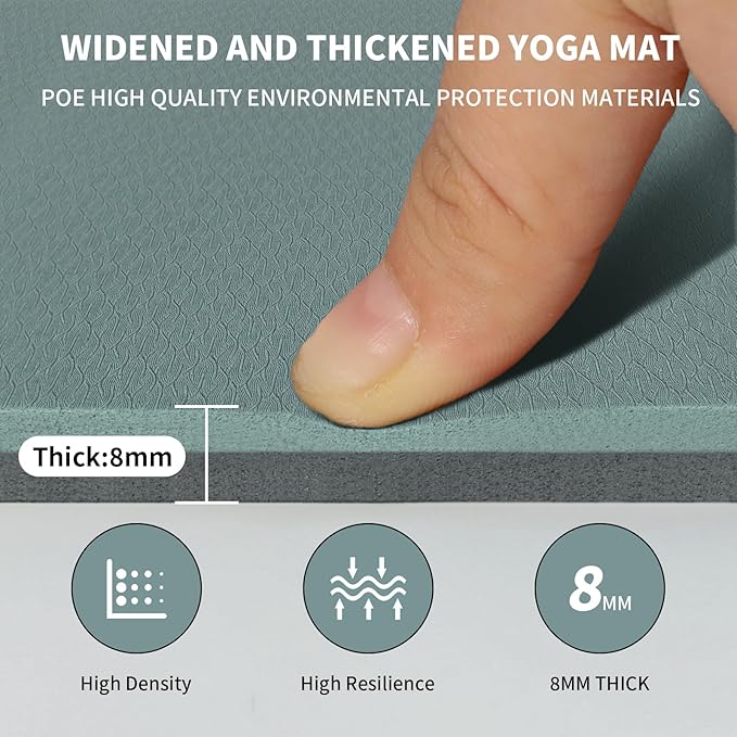 Large Yoga Mat (6'x 4') - Extra Long and Wide 72 x 48 inches, Non-Slip POE Fitness Mat, Eco-Friendly, Thick Wide Exercise Mat for Home Workouts,Ideal for Yoga and Pilates.