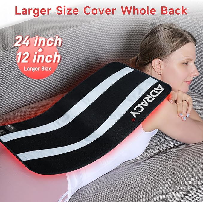 2026 Upgraded Red Light Therapy Pad for Body,Red Light Therapy Belt with Timer, 24" x 12" Near Light Mat 660nm&850nm Infrared Light Therapy Wrap for Shoulder Muscle Back Pain(Black) ADRACY