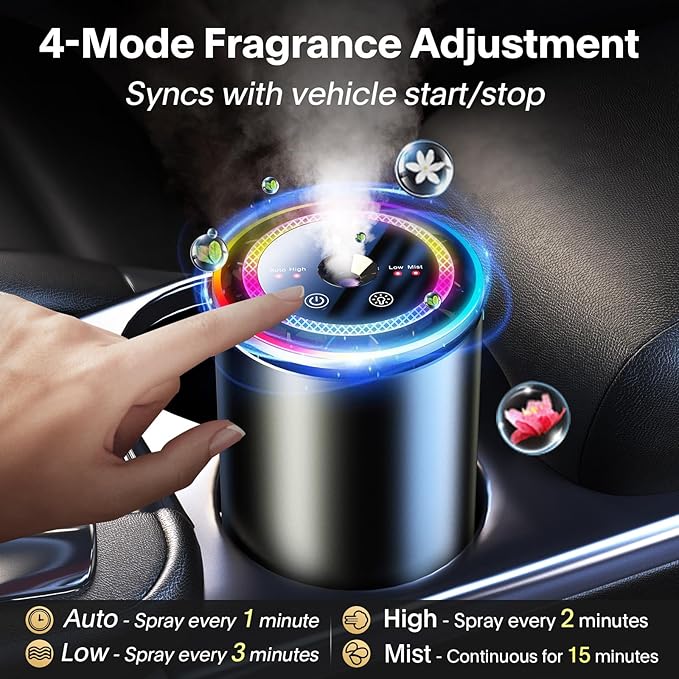2025 Upgraded Smart Car Air Fresheners Diffuser with Starry Sky Projection Adjustable Scent, Essential Oil Diffusers for Automatic On/Off Automatic Aroma Diffuser with 50ml Car Perfume- Ocean - Bloomnest