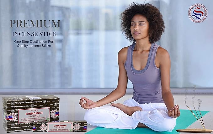 EARTH Satya Cinnamon Incense Sticks 15 GMS (Pack of 12) (Green Certified) Indian Perfumed Hand Rolled Agarbatti Perfect for Worship,Relaxation, Medication. Earth