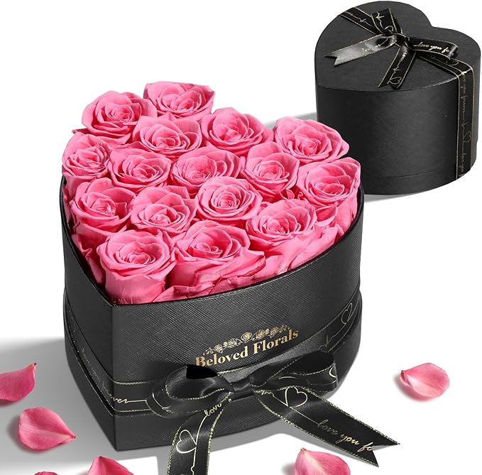 16 Preserved Flowers Rose Birthday Gifts for Women Her Mom Wife Girlfriend Grandma on Valentines Mothers Day Christmas Anniversary Romantic(Pink) - Bloomnest