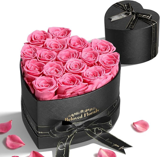 16 Preserved Flowers Rose Birthday Gifts for Women Her Mom Wife Girlfriend Grandma on Valentines Mothers Day Christmas Anniversary Romantic(Pink) - Bloomnest
