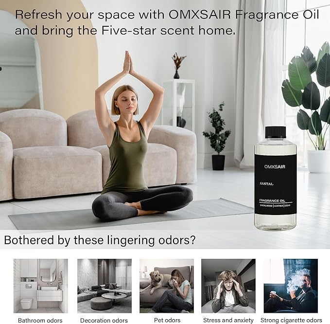 Hotel Scnet Diffuser Oil Santal 16.9Fl Oz(500ml) Value Size - Air Freshener Hotel&Car,Home- Luxury Essential Oils for Diffuser Refill - Bigger Bottle, Longer Lasting, Stronger Scent - Bloomnest