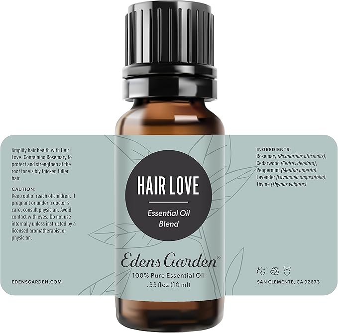 Edens Hair Love Essential Oil Blend- 100% Pure Premium Grade, Undiluted, Natural, Therapeutic, Aromatherapy, The Best for Diffusing, Skin, Hair, Face 10 ml (.33 fl oz) - Bloomnest