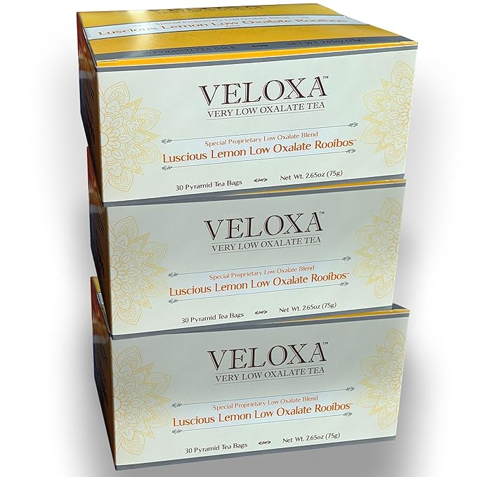 Veloxa™ Very Low Oxalate Tea (90 Pyramid Tea Bags (3 Cartons), Luscious Lemon Low Oxalate Rooibos) - Bloomnest