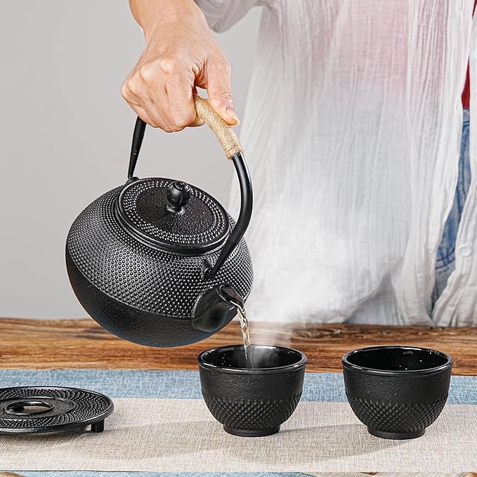 Sungmor Black Cast Iron Teapot Trivet - Heat-Resistant Japanese Tea Pot Stand, Textured Anti-Slip Base for Table and Counter Protection - Bloomnest