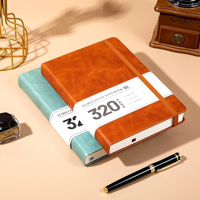 CAGIE Journal Notebook for Men Women- Brown Journaling Notebooks Journals Leather for Writing Work Diary A5 Hardcover Thick - Bloomnest