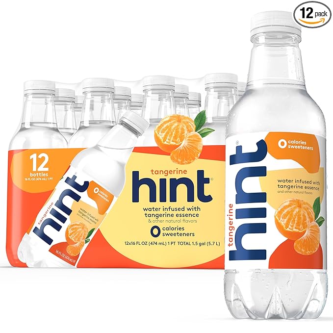 Hint Fruit-Infused Bottled Water, Tangerine - Sugar Free Flavored Water with Zero Calories, Naturally Flavored, and No Artificial Sweeteners - 16 Fl Oz (Pack of 12) - Bloomnest
