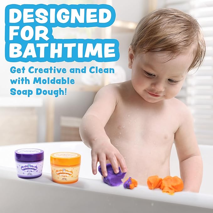 Tub Works® Bath Dough™ Moldable Kids Soap Bath Toy, Variety 6 Pack | Shape, Mold & Create Tub Art with Soapy Dough | Soft & Moldable Kids Bath Soap for Shaping | Sensory Toddler Bathtub Toys - Bloomnest