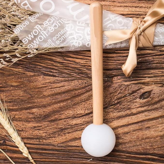 Rubber Ball Striker Mallet with Wooden Handle for Crystal Quartz or Tibetan Sound Healing Yoga Meditation Singing Bowls