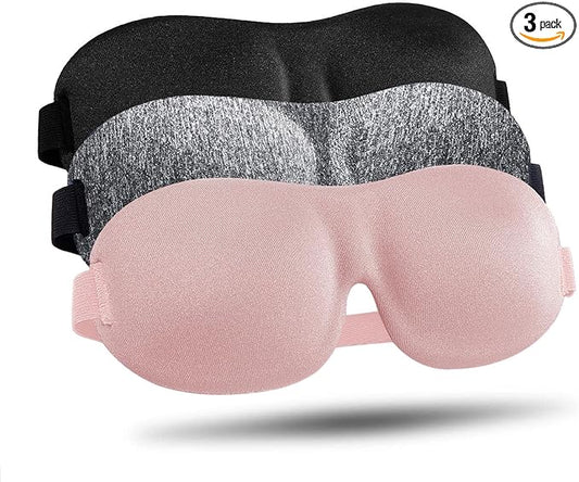 LKY DIGITAL Sleep Mask for Side Sleeper 3 Pack, Blackout 3D Eye Mask for Sleeping, Night Blindfold for Men Women - Bloomnest