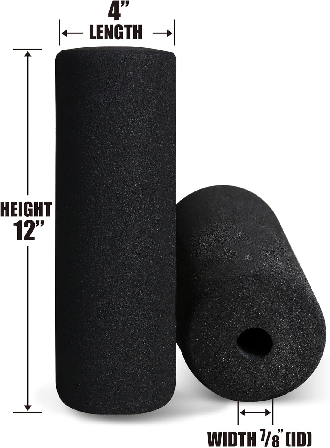 WF Athletic Supply Foam Foot Pads, Foam Roller for Gym Exercise Machines Equipment Replacements, Roller Pad for Leg Extension, PEC Deck Pads for Weight Bench, Sold by Pair (12” x 4” OD x 0.875” ID)