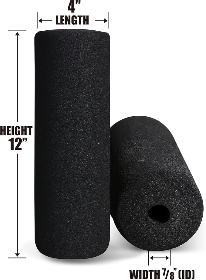 WF Athletic Supply Foam Foot Pads, Foam Roller for Gym Exercise Machines Equipment Replacements, Roller Pad for Leg Extension, PEC Deck Pads for Weight Bench, Sold by Pair (12” x 4” OD x 0.875” ID) - Bloomnest