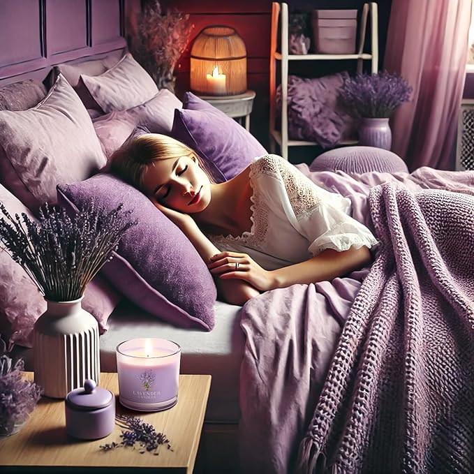 Lavender Candle, Scented Candles Gift Set for Stress Relief, 6 Votive Candles for Women and Men, Birthday Candle Gifts for Women, Christmas Candles for Women (Purple, 14 oz) - Bloomnest