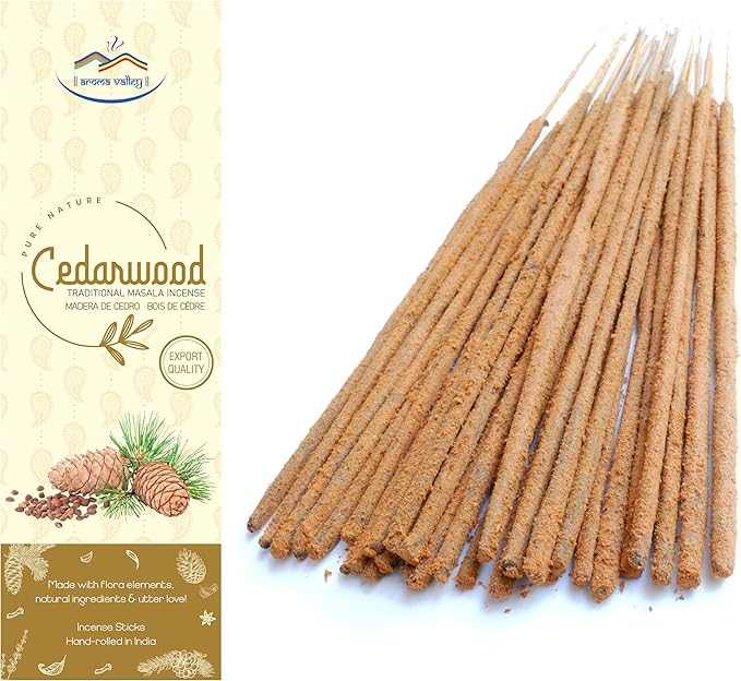 Cedarwood Incense Sticks - Traditional Handcrafted Masala Incense - 40 to 50 Sticks Approx. AromaValley