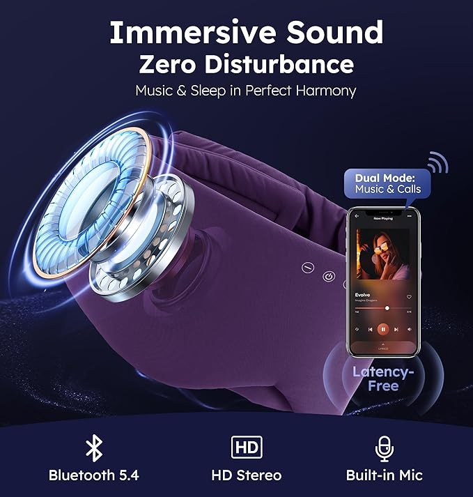 Luxury Bluetooth 5.4 Sleep Mask for Adults - Ice Fiber Cooling & HD Sound, 100% Light Blocking Adjustable Eye Cover for Travel & Side Sleepers - Soft Sleep Headphones with 10H Playtime - Bloomnest