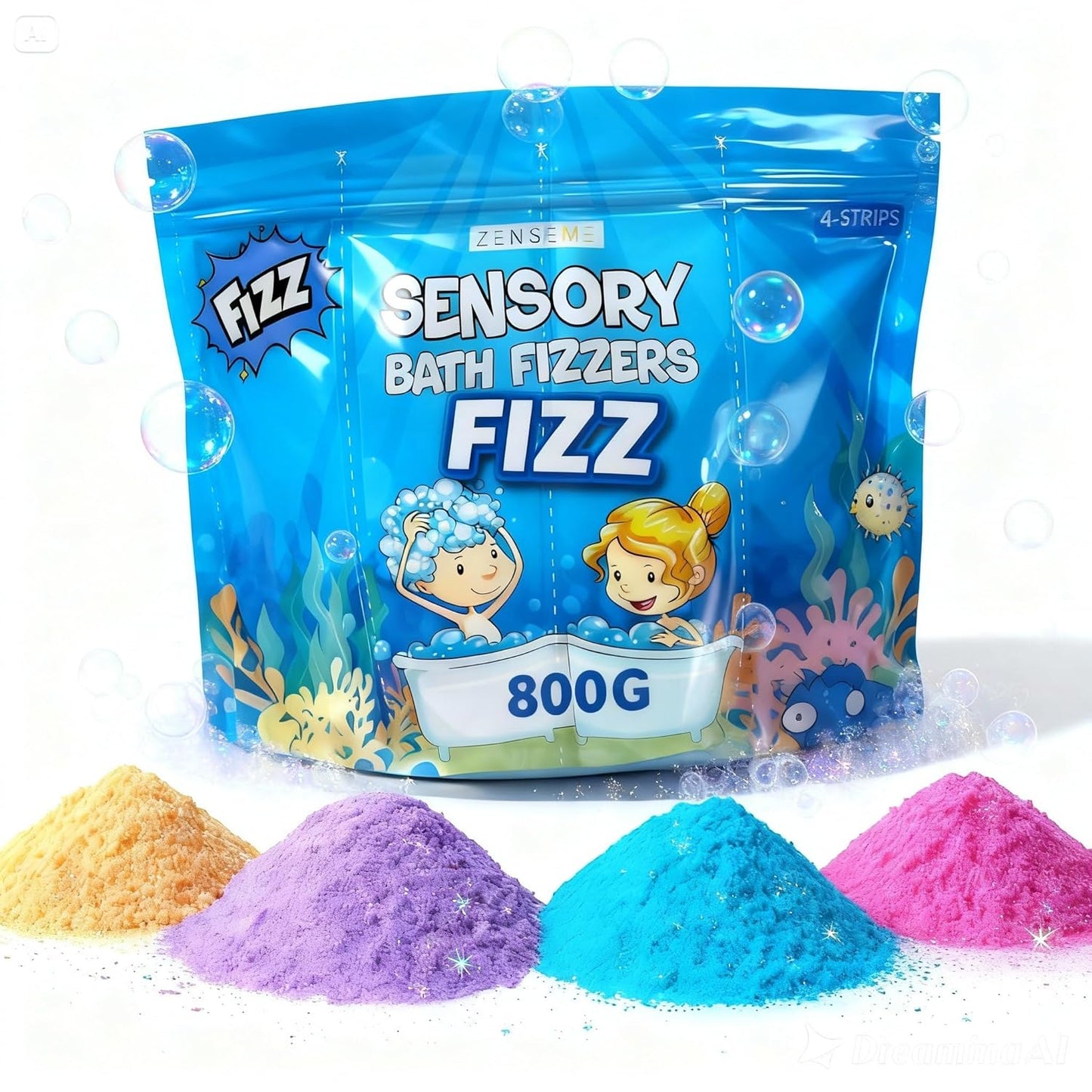 Bath Bombs for Boys - Bath Fizzies Kids Powder – 4 Fizzing Bath Colour Changing Bubble Powder for Children – Fun & Educational Bath Gift Set - Sounds and Sensory Fun