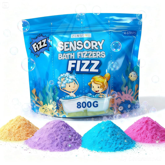 Bath Bombs for Boys - Bath Fizzies Kids Powder – 4 Fizzing Bath Colour Changing Bubble Powder for Children – Fun & Educational Bath Gift Set - Sounds and Sensory Fun