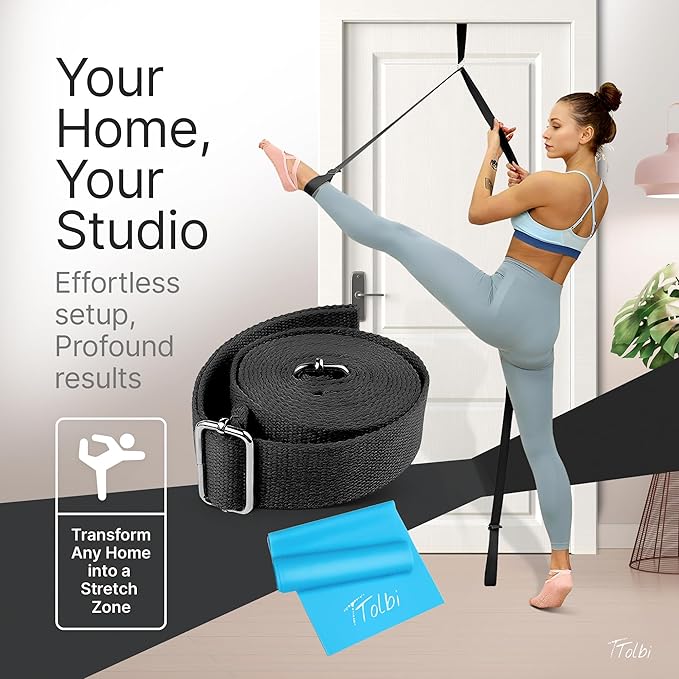 Stretching Strap with Door Anchor & Resistance Band – Improve Leg Stretch Flexibility for Splits, Ballet, Dance, Cheer, Yoga & Gymnastics - Home Leg Stretcher Trainer Equipment Stuff for All Levels - Bloomnest