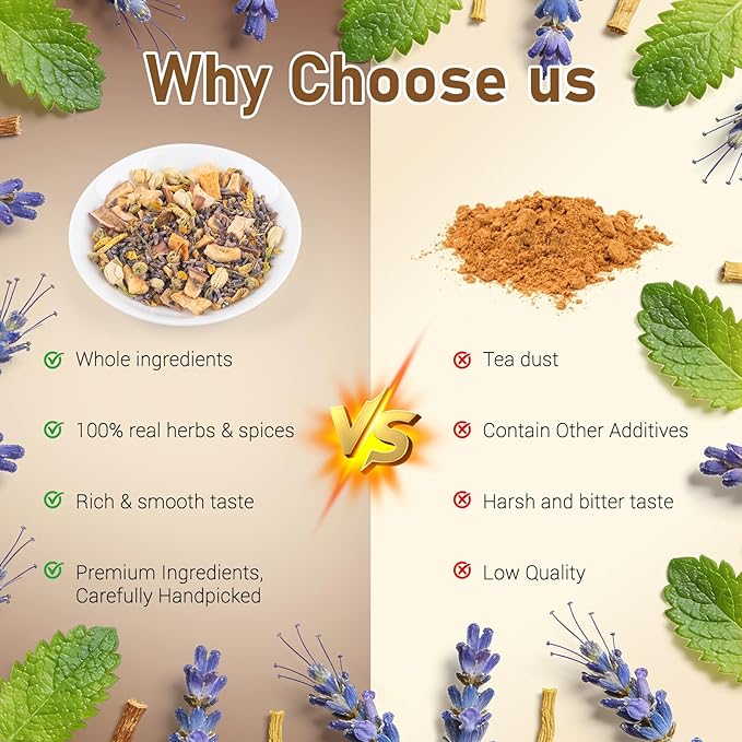 Decaf & Soothing Herbal Tea Gift Set - Relaxing Chamomile Lavender, Cinnamon Apple & Hibiscus Tea, Assorted Variety Tea Gift Set for Women, 7 Flavors, 16Pods