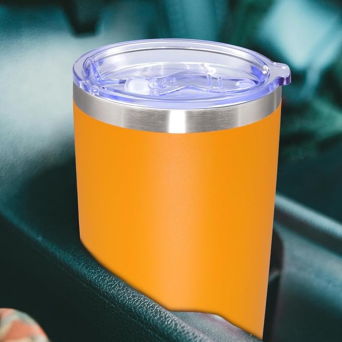 20 oz Tumbler with lid Double Wall Vacuum Insulated Tumblers Stainless Steel Coffee Mug Travel Coffee Tumbler Powder Coated Tumbler Cup Keep Hot&Cold - (Orange 12 Pack)