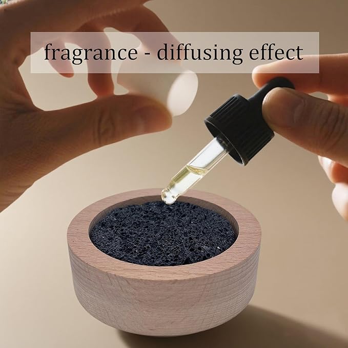 Passive Diffuser Lava Rock Natural Set Essential Oil Aromatherapy Stone for Home, Office, Car & Gifts - Compact Wood Bas - Bloomnest