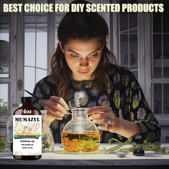 Jasmine Essential Oil, Jasmine Oil 4 Fl Oz 120ML for Diffuser Humidifier Yoga Cleaning DIY Candle Soap Making Essential Oils - Bloomnest