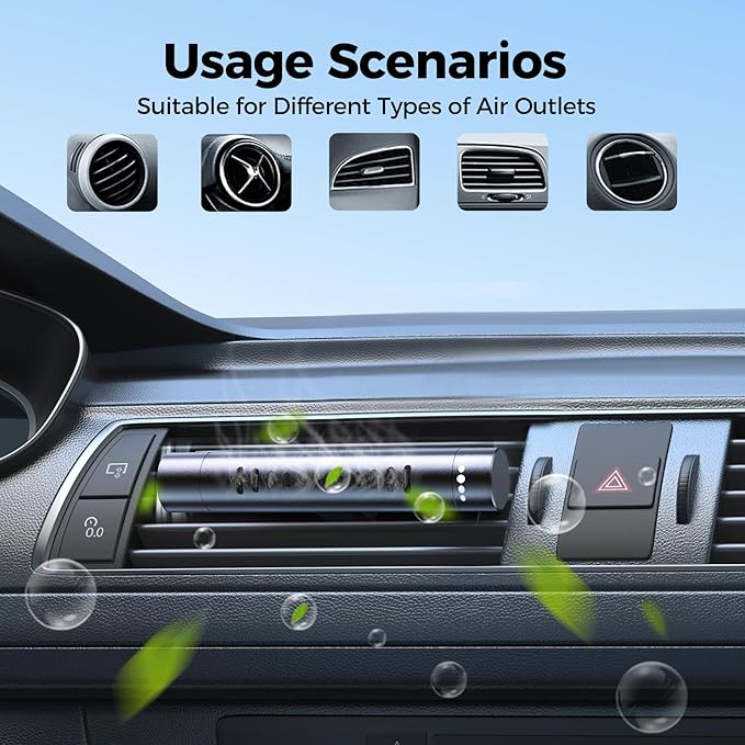 2pcs Car Air Freshener Diffuser Vent Clips，With 12 Odorless Refill Sticks,Essential Oil Car Diffuser Suitablefor:Car,Bathroom,OfficeScenario,Cloakroom,Bedrooms,Present (Black) - Bloomnest