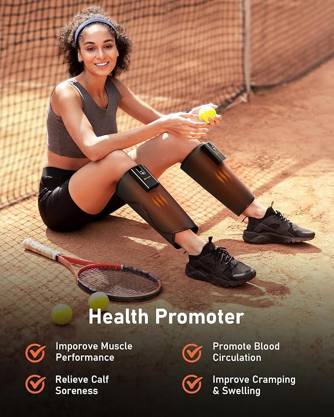QUINEAR Cordless Calf Massager with Heat and Compression, Leg Massager for Circulation and Pain Relief, Portable Leg Massager with 3 Intensities & 3 Modes, Fast Recovery for Swelling, RLS - Bloomnest