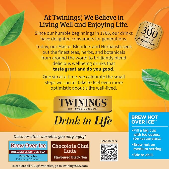 Twinings Chai Latte Black Tea 72 K-Cup Pods for Keurig, 12 Count (Pack of 6), Creamy, Slightly Sweet, Less Sugar, Caffeinated, Enjoy Hot or Iced - Bloomnest