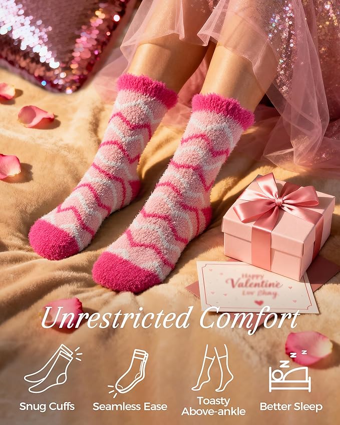 TEHOOK Warm & Cozy Valentines Gifts for Women, Fluffy Fuzzy Plush Sleeping Slipper Socks - Soft Warm Fabric - Bloomnest