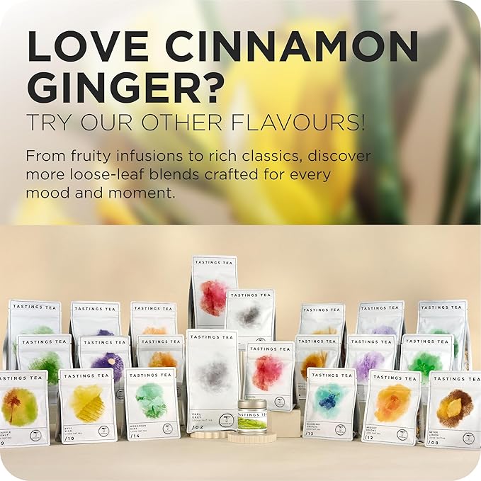 Tastings Tea Cinnamon Ginger Blend - 4.45oz Loose Leaf | Winter Warming | Bold Spice | Perfect Stocking Filler - Bloomnest
