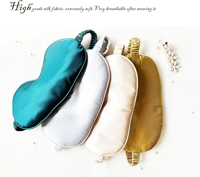 Silk Eye Mask for Sleeping - Satin Eye Cover with Silk Storage Bag Beige 3 Pcs Save 20% - Bloomnest