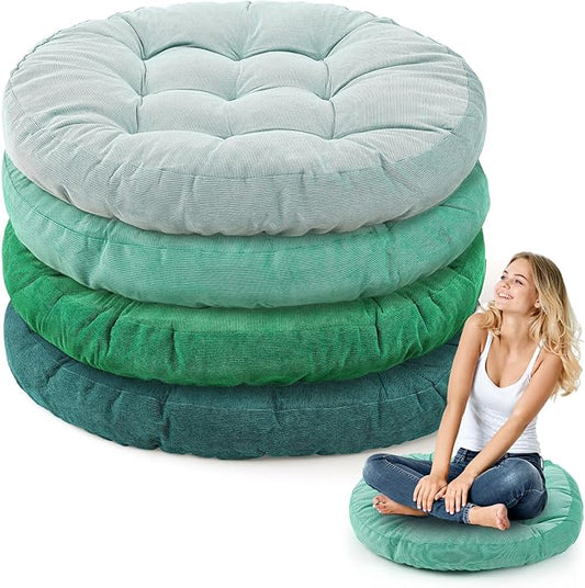 Jerify Floor Pillow Cushions 22 x 22 Inch Round Square Large Meditation Floor Pillow for Classroom Adult Meditation Picnic Party Cushion for Seating Gift Christmas(Round,Gradual Green,4 Pcs) - Bloomnest