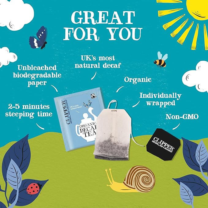 Clipper Tea, Organic Decaf, Plant-Based, Decaffeinated Black Tea, Great Over Ice, 250 Tea Bags - Bloomnest