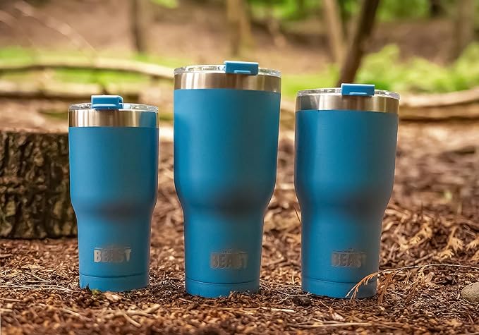 Beast 30 oz Tumbler Stainless Steel Vacuum Insulated Coffee Ice Cup Double Wall Travel Flask (Stormy Sky Blue) - Bloomnest