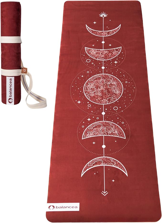 Yoga Mat With Strap 5mm Non Slip Suede & TPE - Beige Eco-Friendly Fitness & Exercise Mat for Home Gym, Pilates, Hot Yoga, and Meditation - Lightweight Durable 72 x 24 inch Workout Mat for Women, Men - Bloomnest