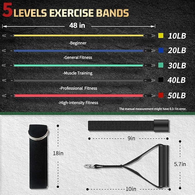 VEICK Resistance Bands, Exercise Bands, Workout Bands, Resistance Bands for Working Out with Handles for Men and Women, Exercising Bands for Fitness Weights Work Out at Home - Bloomnest