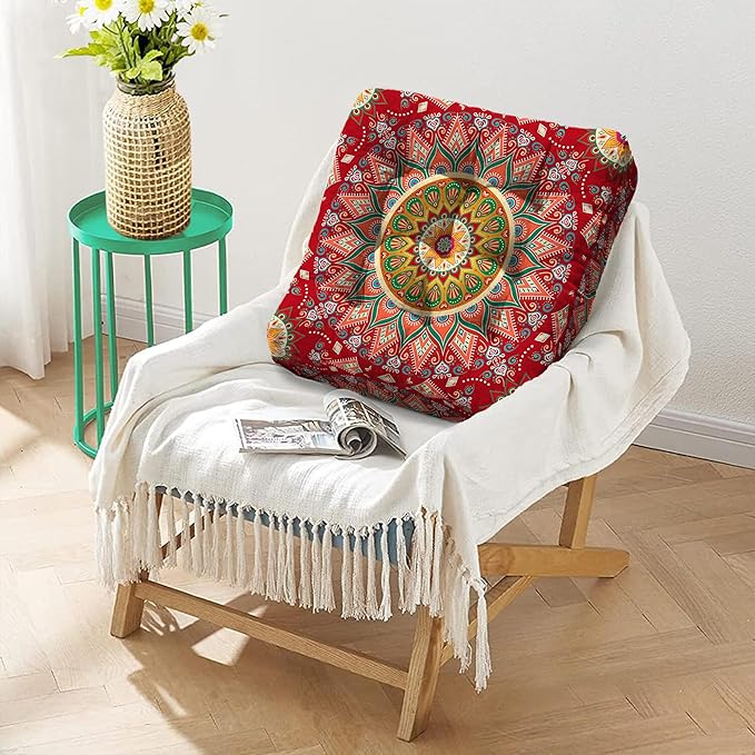 Mandala Meditation Cushion, Boho Meditation Mat, Meditation Pillows for Sitting on Floor, Cushions for Sitting in Home and Outdoor, Square Floor Pillows Cushion Seating for Yoga 22'' X 22'' - Bloomnest