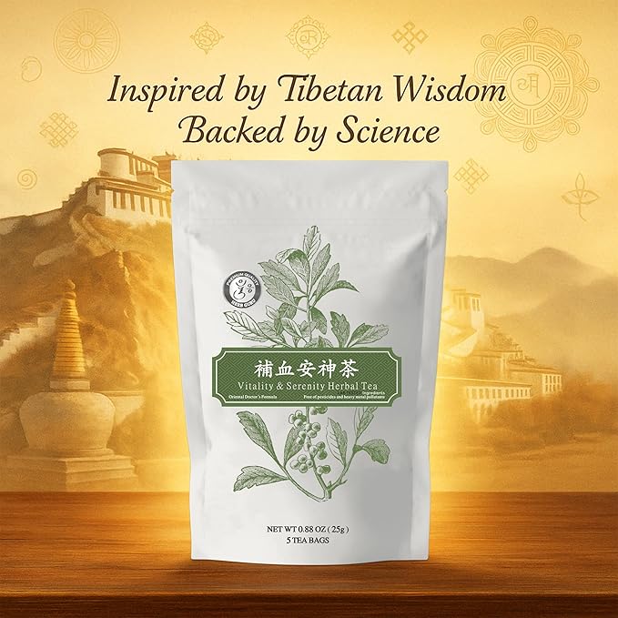 Herb Guru Vitality & Serenity Herbal Tea, natural Herbal Blend with Jujube, Goji Berry & Angelica Root, Restorative Infusion & Wellness Beverage, Includes 5 natural Tea Bags for Balanced Energy