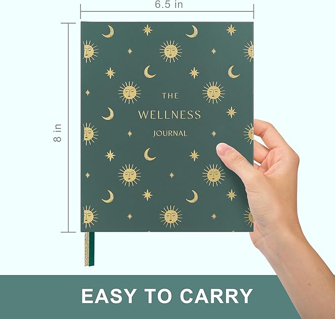 And Per Se Wellness Journal, Daily Journal for Personal Mental Health, Sleep & Diet Tracking, Self Care Reflection for Women & Men (Celestial Green) - Bloomnest