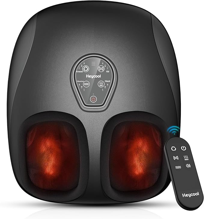Foot Massager with Heat,Compression,Vibration, FSA Eligible/HSA Eligible Shiatsu Feet Massager for Plantar Fasciitis,Neuropathy, Heated Foot Massage Warmer, Size 13, Gifts, Remote Control - Bloomnest